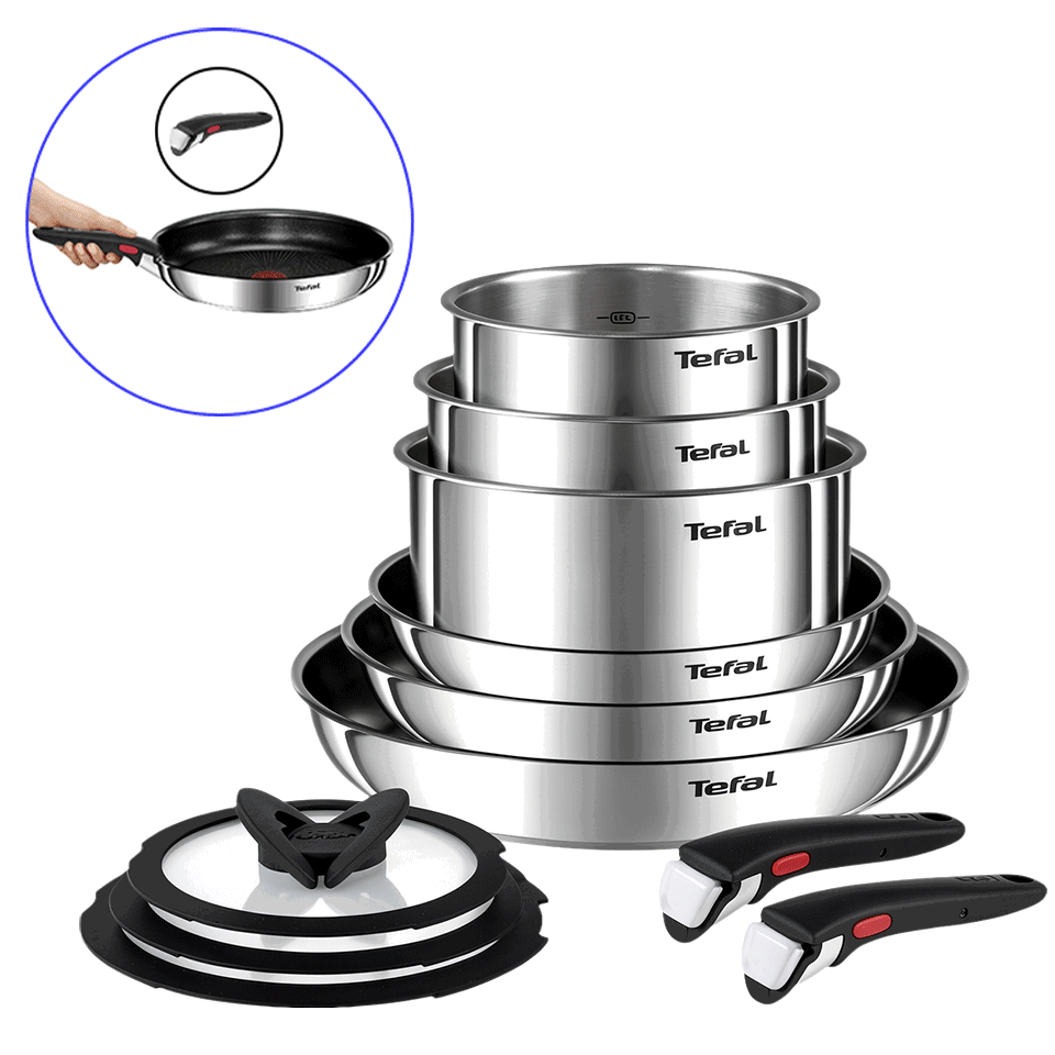 Batterie de cuisine 11 pièces avec poignée amovible TEFAL