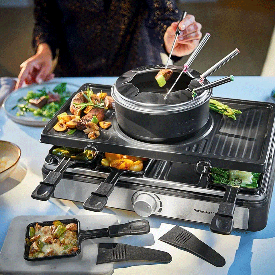 Appareil 3en1 pratique pour raclette, grill et fondue 8 personnes SILVERCREST – Image 4